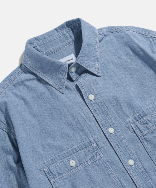ESPIONAGE（エスピオナジ）の「Chambray Work Shirt Washed Blue（シャツ/ブラウス・レディース・その他・MEDIUM/X-LARGE/LARGE）」の4枚目の写真