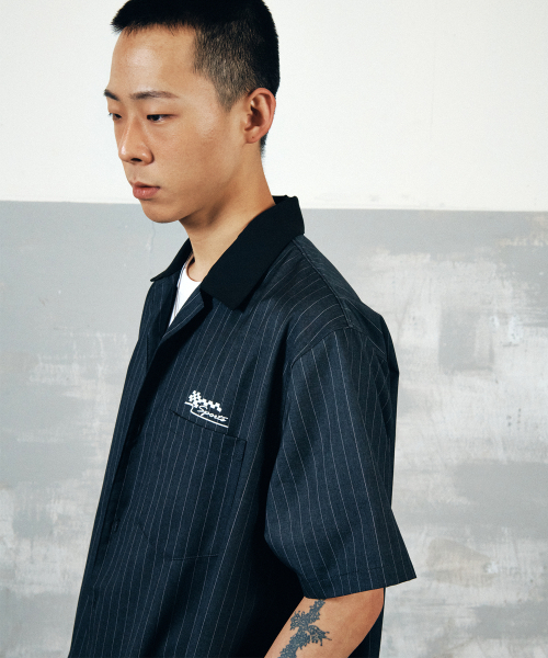 VISION STREET WEAR（ヴィジョンストリートウェア）の「VSW Stripe Open Collar Shirt Dark Gray（シャツ/ブラウス・レディース・その他・MEDIUM/X-LARGE/LARGE）」の2枚目の写真
