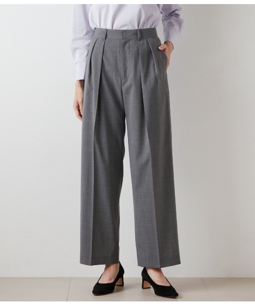 NEWYORKER(ニューヨーカー)の「TWトロピカル 2タックパンツ(その他パンツ・レディース・ネイビー・11号/9号)」の2枚目の写真