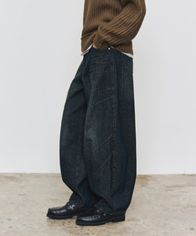 DECET（デケト）の「[ゴルジデニム]バルーンワイドリブジーンズ DCPT067Dブルー（デニムパンツ）」