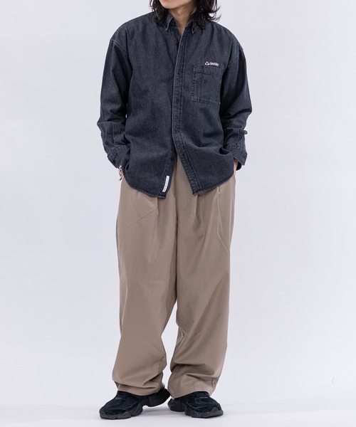 GERRY(ジェリー)の「【ag】〔GERRY/ジェリー〕6.5oz ワンポイントロゴ刺繍 ボタンダウン 長袖デニムシャツ(シャツ/ブラウス・メンズ・ブラック系/ブラック/ブルー・MEDIUM/LARGE)」の7枚目の写真