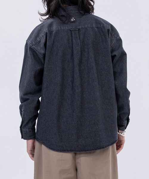 GERRY(ジェリー)の「【ag】〔GERRY/ジェリー〕6.5oz ワンポイントロゴ刺繍 ボタンダウン 長袖デニムシャツ(シャツ/ブラウス・メンズ・ブラック系/ブラック/ブルー・MEDIUM/LARGE)」の6枚目の写真