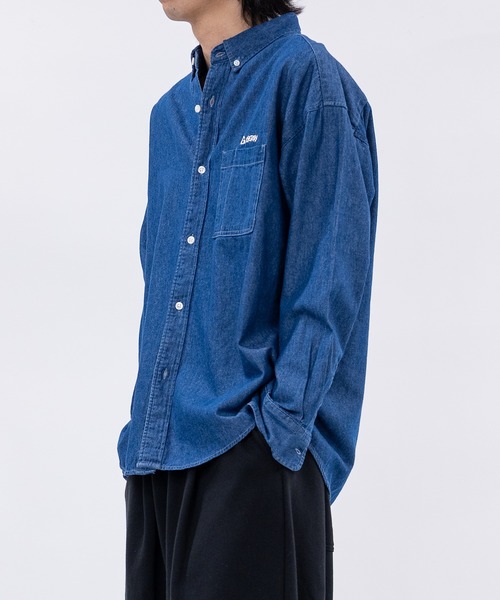 GERRY(ジェリー)の「【ag】〔GERRY/ジェリー〕6.5oz ワンポイントロゴ刺繍 ボタンダウン 長袖デニムシャツ(シャツ/ブラウス・メンズ・ブラック系/ブラック/ブルー・MEDIUM/LARGE)」の17枚目の写真