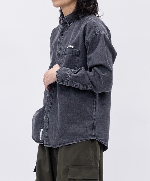 GERRY(ジェリー)の「【ag】〔GERRY/ジェリー〕6.5oz ワンポイントロゴ刺繍 ボタンダウン 長袖デニムシャツ(シャツ/ブラウス・メンズ・ブラック系/ブラック/ブルー・MEDIUM/LARGE)」の11枚目の写真