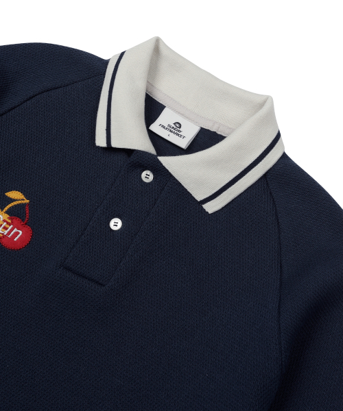 SUNDAY FRUIT MARKET(サンデーフルーツマーケット)の「W) CHERRY WAFFLE COLLAR TEE NAVY(ポロシャツ・レディース・その他・SMALL/MEDIUM)」の3枚目の写真