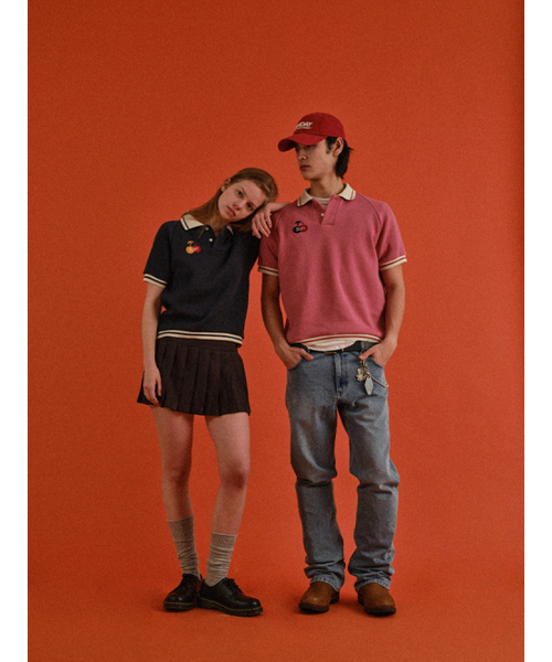 SUNDAY FRUIT MARKET(サンデーフルーツマーケット)の「W) CHERRY WAFFLE COLLAR TEE NAVY(ポロシャツ・レディース・その他・SMALL/MEDIUM)」の6枚目の写真