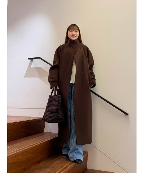 セール】ダブルビーバースタンドコート（ステンカラーコート