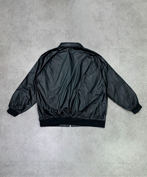 link lot(リンクロット)の「ルーズシルエット パイピングデザイン PU フェイクレザー ブルゾン(ライダースジャケット・メンズ・ブラック・M)」の10枚目の写真