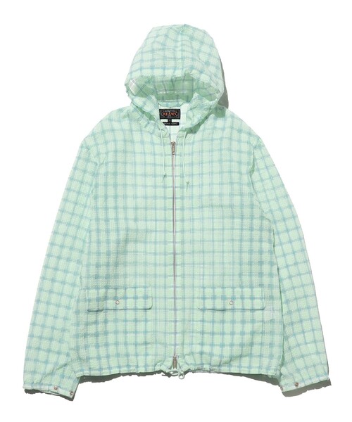 BEAMS PLUS(ビームスプラス)の「Swing Jacket Hoodie Nylon Airy Plaid(ナイロンジャケット・メンズ・オレンジ/ピンク/サックスブルー/ミント・X-LARGE/LARGE/MEDIUM/SMALL)」の21枚目の写真