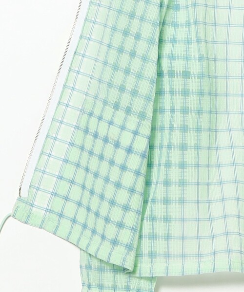 BEAMS PLUS(ビームスプラス)の「Swing Jacket Hoodie Nylon Airy Plaid(ナイロンジャケット・メンズ・オレンジ/ピンク/サックスブルー/ミント・X-LARGE/LARGE/MEDIUM/SMALL)」の15枚目の写真