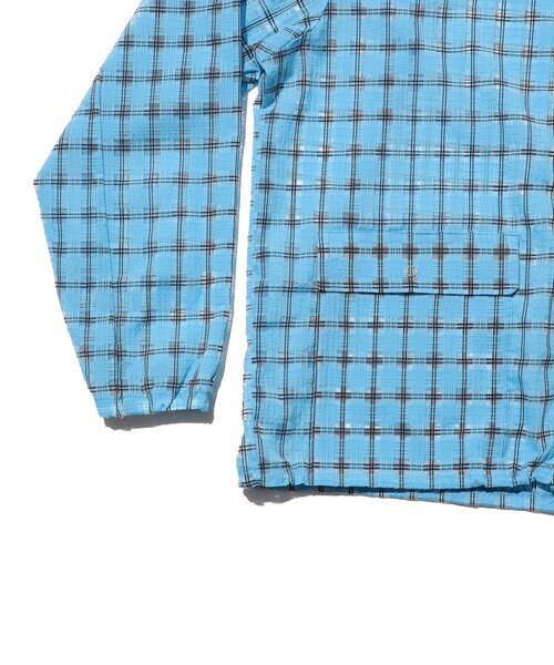 BEAMS PLUS(ビームスプラス)の「Swing Jacket Hoodie Nylon Airy Plaid(ナイロンジャケット・メンズ・オレンジ/ピンク/サックスブルー/ミント・X-LARGE/LARGE/MEDIUM/SMALL)」の9枚目の写真