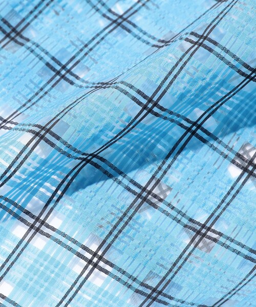 BEAMS PLUS(ビームスプラス)の「Swing Jacket Hoodie Nylon Airy Plaid(ナイロンジャケット・メンズ・オレンジ/ピンク/サックスブルー/ミント・X-LARGE/LARGE/MEDIUM/SMALL)」の12枚目の写真