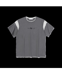 CROP MATCH COLORS LOGO PRINT T-SHIRT_DARK GREY