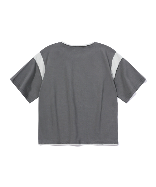 EPISODE UNTITLED(エピソードアンタイトルド)の「CROP MATCH COLORS LOGO PRINT T-SHIRT_DARK GREY(Tシャツ/カットソー・レディース・その他・1)」の2枚目の写真