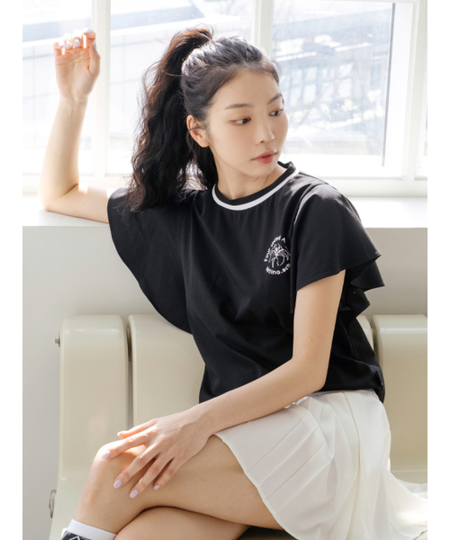 NITINA(ニティナ)の「フレアスリーブレスBK(Tシャツ/カットソー・レディース・ブラック・SMALL/MEDIUM)」の1枚目の写真