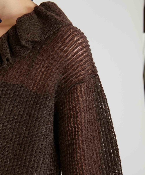 crinkle crinkle crinkle（クリンクルクリンクルクリンクル）の「【crinkle crinkle crinkle】raffule frill cardigan/ラッフルフリルカーディガン（カーディガン/ボレロ・レディース・ブラウン・FREE）」の7枚目の写真