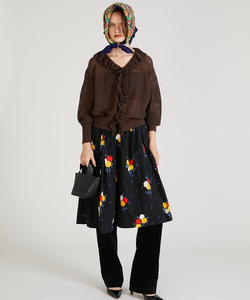 crinkle crinkle crinkle（クリンクルクリンクルクリンクル）の「【crinkle crinkle crinkle】raffule frill cardigan/ラッフルフリルカーディガン（カーディガン/ボレロ・レディース・ブラウン・FREE）」の9枚目の写真