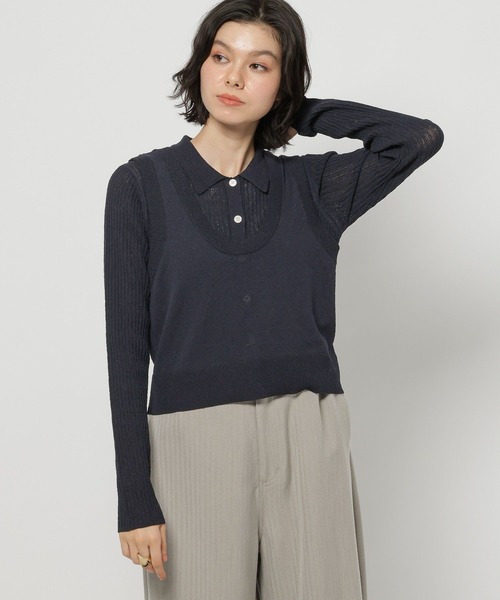 niko and...（ニコアンド）の「ニットタンク&カーディガンレイヤーセット（カーディガン/ボレロ・レディース・ネイビー/ブルー/アイボリー・FREE）」の3枚目の写真