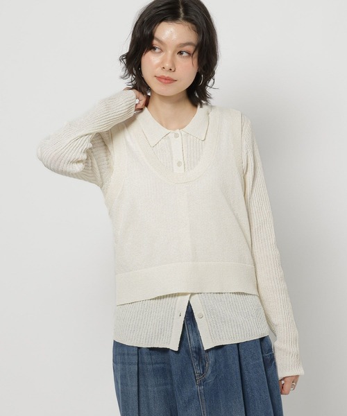 niko and...（ニコアンド）の「ニットタンク&カーディガンレイヤーセット（カーディガン/ボレロ・レディース・ネイビー/ブルー/アイボリー・FREE）」の11枚目の写真