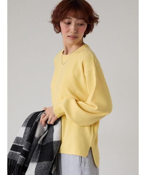 Lugnoncure(ルノンキュール)の「もちもちクルーネックニット(ニット/セーター・レディース・イエロー/ミント/チャコールグレー/グレー・F)」の1枚目の写真