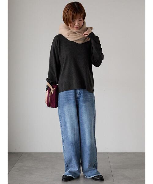 Lugnoncure(ルノンキュール)の「もちもちクルーネックニット(ニット/セーター・レディース・イエロー/ミント/チャコールグレー/グレー・F)」の15枚目の写真