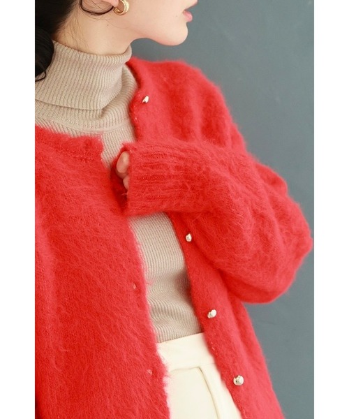 cawaii（カワイイ）の「季節のムード高める深みカラーふわふわカーディガン（カーディガン/ボレロ・レディース・ブラウン/レッド・FREE）」の2枚目の写真