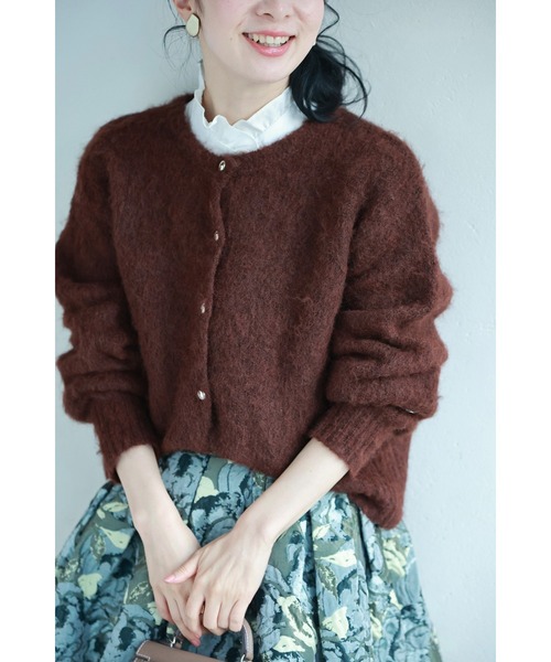 cawaii（カワイイ）の「季節のムード高める深みカラーふわふわカーディガン（カーディガン/ボレロ・レディース・ブラウン/レッド・FREE）」の6枚目の写真