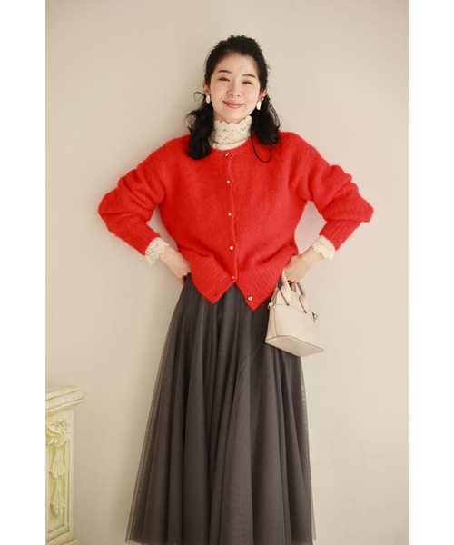 cawaii（カワイイ）の「季節のムード高める深みカラーふわふわカーディガン（カーディガン/ボレロ・レディース・ブラウン/レッド・FREE）」の8枚目の写真