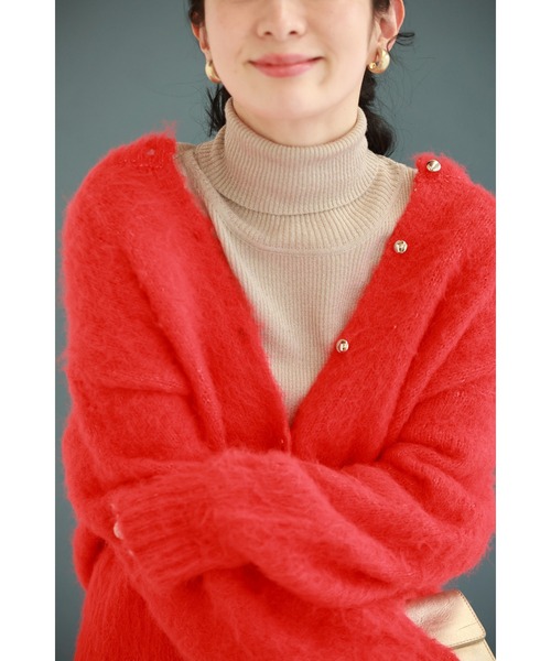 cawaii（カワイイ）の「季節のムード高める深みカラーふわふわカーディガン（カーディガン/ボレロ・レディース・ブラウン/レッド・FREE）」の10枚目の写真