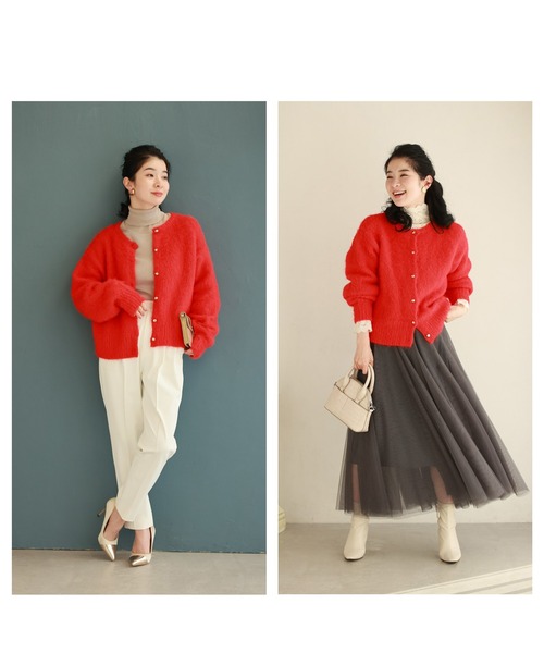 cawaii（カワイイ）の「季節のムード高める深みカラーふわふわカーディガン（カーディガン/ボレロ・レディース・ブラウン/レッド・FREE）」の12枚目の写真