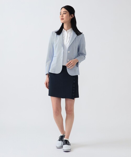 BEAMS GOLF(ビームスゴルフ)の「〈WOMEN〉PURPLE LABEL / ストレッチ サッカー ジャケット(テーラードジャケット・レディース・サックスブルー/ネイビー・MEDIUM/LARGE/SMALL)」の20枚目の写真
