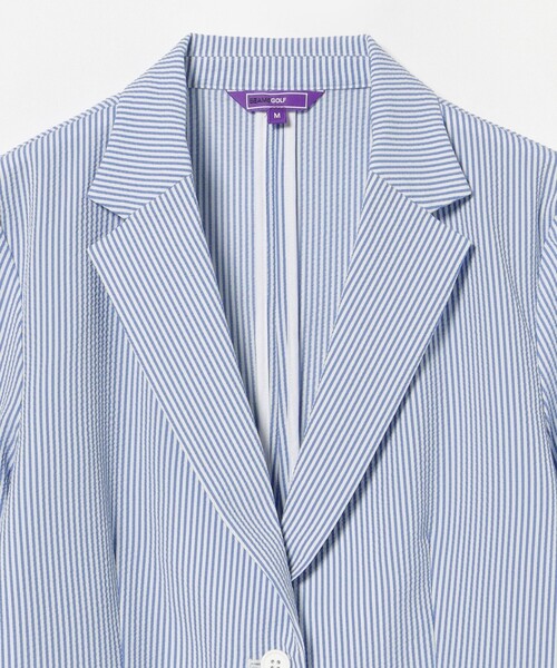 BEAMS GOLF(ビームスゴルフ)の「〈WOMEN〉PURPLE LABEL / ストレッチ サッカー ジャケット(テーラードジャケット・レディース・サックスブルー/ネイビー・MEDIUM/LARGE/SMALL)」の8枚目の写真