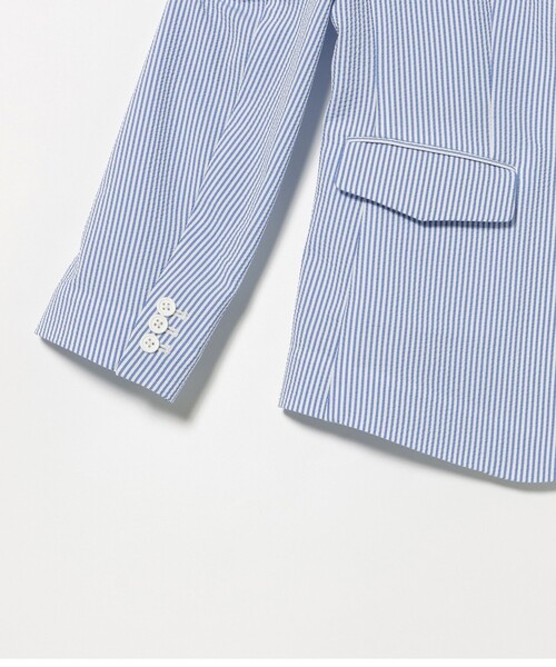 BEAMS GOLF(ビームスゴルフ)の「〈WOMEN〉PURPLE LABEL / ストレッチ サッカー ジャケット(テーラードジャケット・レディース・サックスブルー/ネイビー・MEDIUM/LARGE/SMALL)」の9枚目の写真