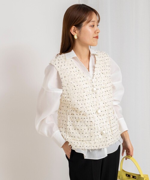 NOLLEY’S（ノーリーズ）の「45th limited editionフラッグカラミジレ（ベスト・レディース・ネイビー/オフホワイト・38）」の3枚目の写真