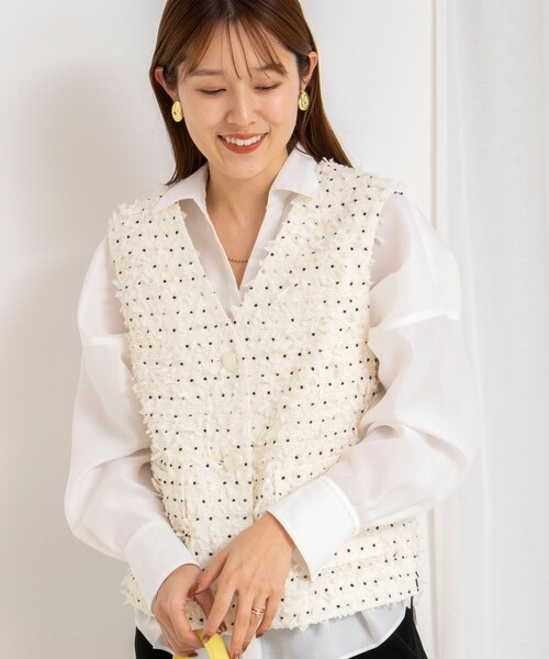 NOLLEY’S（ノーリーズ）の「45th limited editionフラッグカラミジレ（ベスト・レディース・ネイビー/オフホワイト・38）」の4枚目の写真