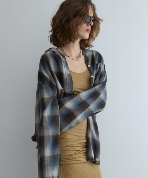 JOSE MOON(ジョゼムーン)の「HOODIE CHECK SHIRT/フーディーチェックシャツ(シャツ/ブラウス・レディース・ホワイト/イエロー系その他/ブラウン/ブラック系その他・FREE)」の22枚目の写真