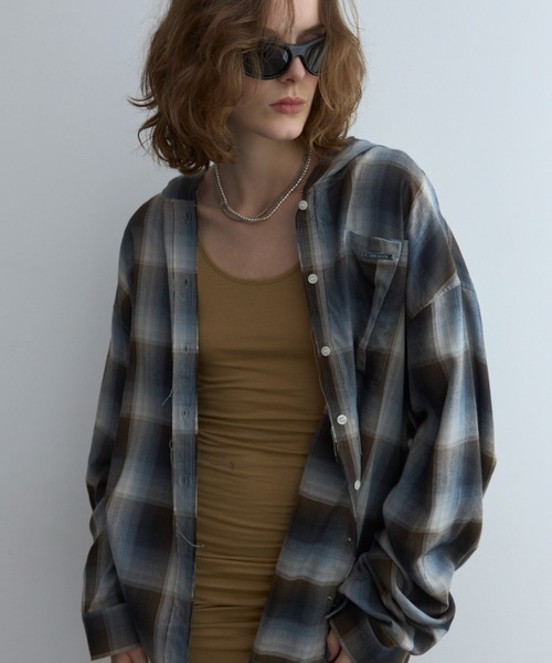 JOSE MOON(ジョゼムーン)の「HOODIE CHECK SHIRT/フーディーチェックシャツ(シャツ/ブラウス・レディース・ホワイト/イエロー系その他/ブラウン/ブラック系その他・FREE)」の19枚目の写真