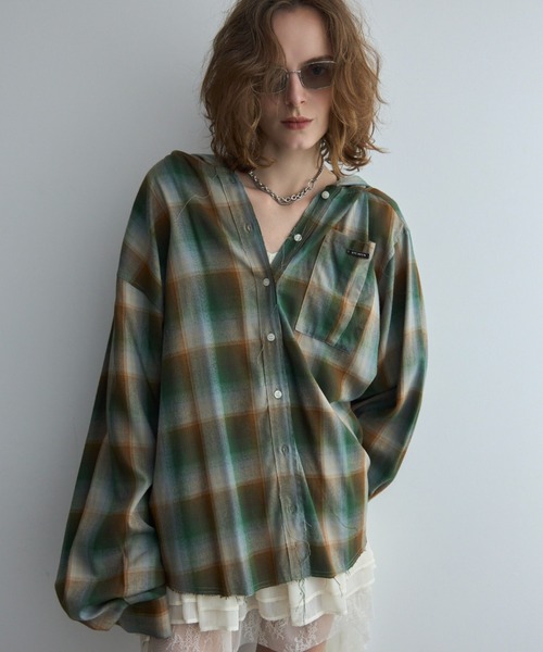 JOSE MOON(ジョゼムーン)の「HOODIE CHECK SHIRT/フーディーチェックシャツ(シャツ/ブラウス・レディース・ホワイト/イエロー系その他/ブラウン/ブラック系その他・FREE)」の5枚目の写真