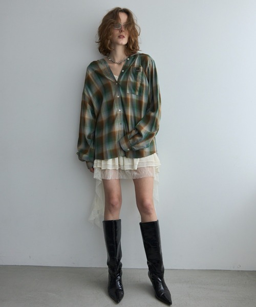 JOSE MOON(ジョゼムーン)の「HOODIE CHECK SHIRT/フーディーチェックシャツ(シャツ/ブラウス・レディース・ホワイト/イエロー系その他/ブラウン/ブラック系その他・FREE)」の10枚目の写真