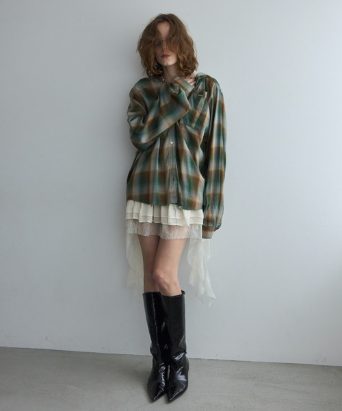 JOSE MOON(ジョゼムーン)の「HOODIE CHECK SHIRT/フーディーチェックシャツ(シャツ/ブラウス・レディース・ホワイト/イエロー系その他/ブラウン/ブラック系その他・FREE)」の11枚目の写真