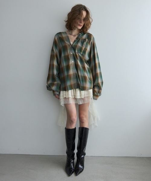 JOSE MOON(ジョゼムーン)の「HOODIE CHECK SHIRT/フーディーチェックシャツ(シャツ/ブラウス・レディース・ホワイト/イエロー系その他/ブラウン/ブラック系その他・FREE)」の9枚目の写真
