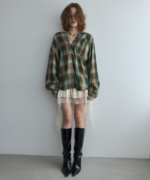 JOSE MOON(ジョゼムーン)の「HOODIE CHECK SHIRT/フーディーチェックシャツ(シャツ/ブラウス・レディース・ホワイト/イエロー系その他/ブラウン/ブラック系その他・FREE)」の8枚目の写真