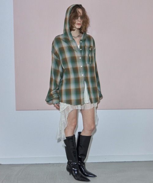 JOSE MOON(ジョゼムーン)の「HOODIE CHECK SHIRT/フーディーチェックシャツ(シャツ/ブラウス・レディース・ホワイト/イエロー系その他/ブラウン/ブラック系その他・FREE)」の17枚目の写真