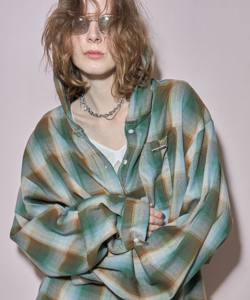 JOSE MOON(ジョゼムーン)の「HOODIE CHECK SHIRT/フーディーチェックシャツ(シャツ/ブラウス・レディース・ホワイト/イエロー系その他/ブラウン/ブラック系その他・FREE)」の13枚目の写真