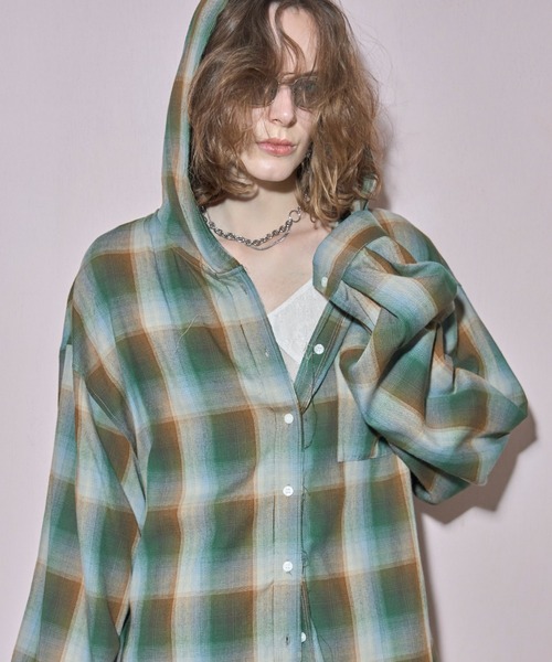 JOSE MOON(ジョゼムーン)の「HOODIE CHECK SHIRT/フーディーチェックシャツ(シャツ/ブラウス・レディース・ホワイト/イエロー系その他/ブラウン/ブラック系その他・FREE)」の14枚目の写真