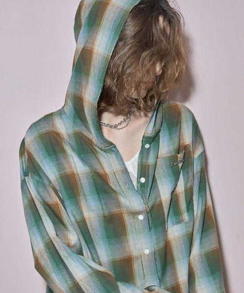 JOSE MOON(ジョゼムーン)の「HOODIE CHECK SHIRT/フーディーチェックシャツ(シャツ/ブラウス・レディース・ホワイト/イエロー系その他/ブラウン/ブラック系その他・FREE)」の15枚目の写真