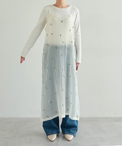 andme（アンドミー）の「【新色追加】小花柄シアーキャミソールワンピース（ワンピース・レディース・アイボリー/ブラック/ブラウン・FREE）」の10枚目の写真