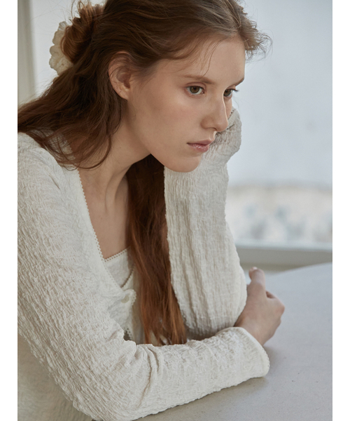 BEMUSE MANSION(ビミューズマンション)の「U-neck crinkle cardigan set - Off white(カーディガン/ボレロ・レディース・その他・FREE)」の3枚目の写真