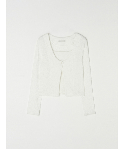 BEMUSE MANSION(ビミューズマンション)の「U-neck crinkle cardigan set - Off white(カーディガン/ボレロ・レディース・その他・FREE)」の5枚目の写真