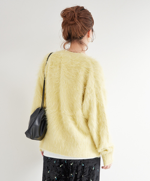 【未使用】【公式売り切れ】ボアニットカーディガン　イエロー LIAN（リアン）の「2WAYクロップドニットカーディガン（カーディガン